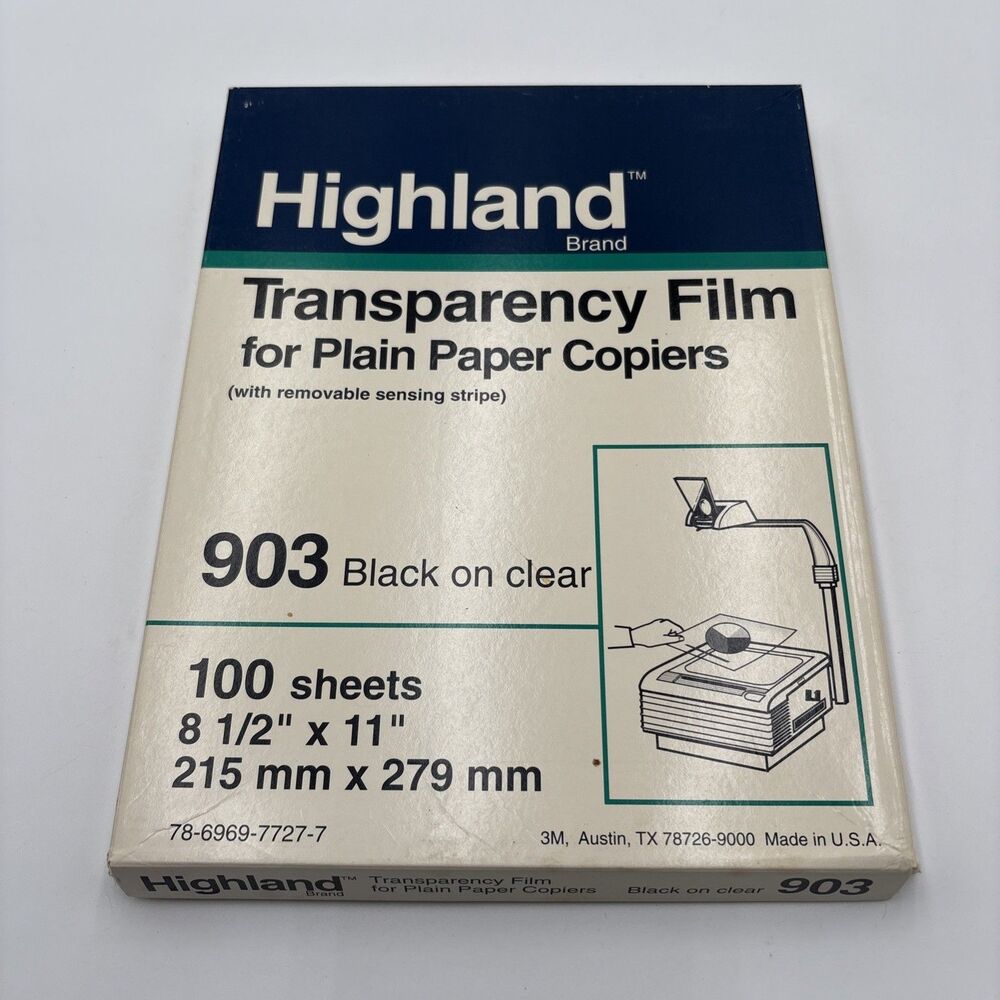 Highland 903 Transparency Film For Copiers 34 Sheets
